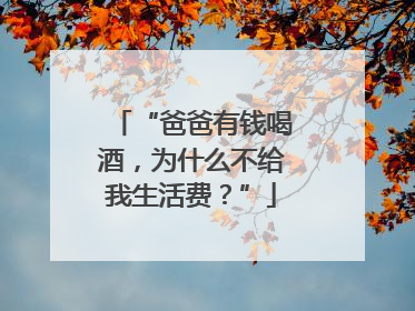 “爸爸有钱喝酒，为什么不给我生活费？”