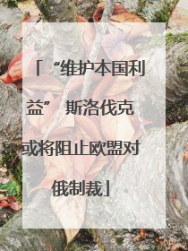 “维护本国利益” 斯洛伐克或将阻止欧盟对俄制裁