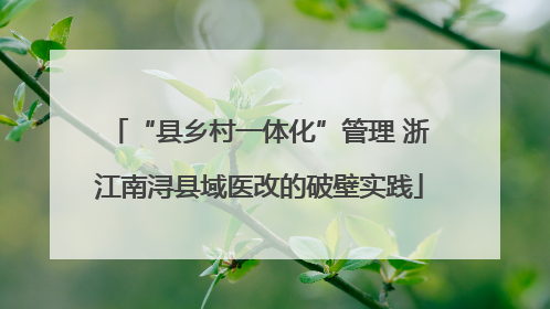 “县乡村一体化”管理 浙江南浔县域医改的破壁实践