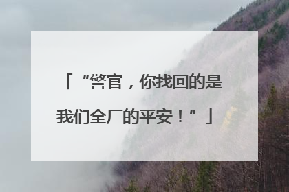 “警官，你找回的是我们全厂的平安！”