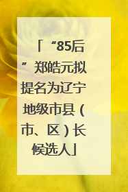 “85后”郑皓元拟提名为辽宁地级市县（市、区）长候选人
