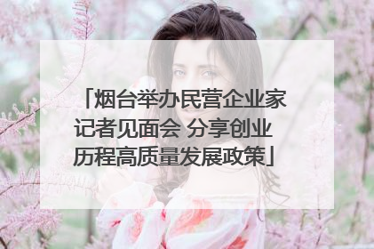 烟台举办民营企业家记者见面会 分享创业历程高质量发展政策