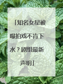 知名女星被曝拍戏不肯下水？剧组最新声明