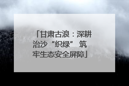 甘肃古浪：深耕治沙“织绿” 筑牢生态安全屏障