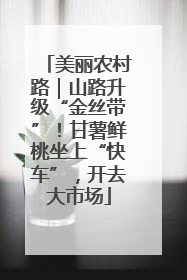 美丽农村路｜山路升级“金丝带”！甘薯鲜桃坐上“快车”，开去大市场