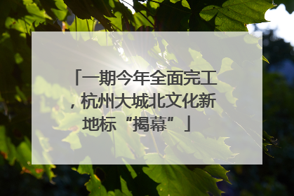 一期今年全面完工，杭州大城北文化新地标“揭幕”
