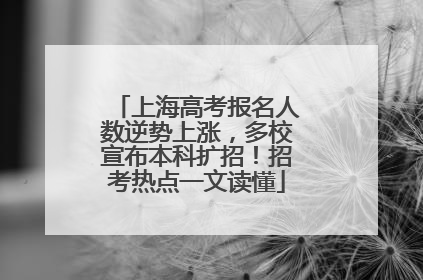 上海高考报名人数逆势上涨，多校宣布本科扩招！招考热点一文读懂