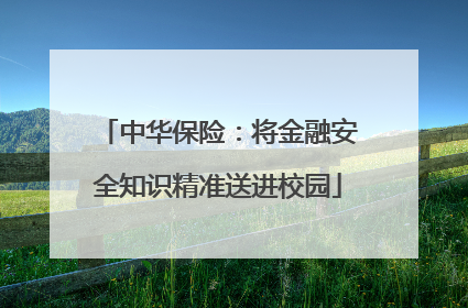 中华保险：将金融安全知识精准送进校园