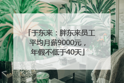 于东来：胖东来员工平均月薪9000元，年假不低于40天