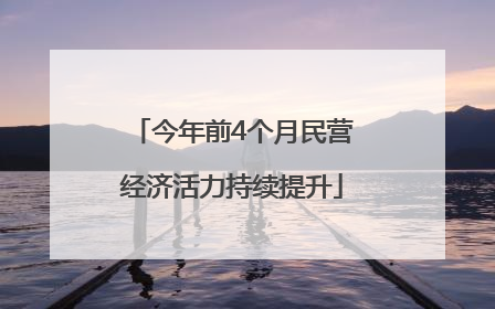今年前4个月民营经济活力持续提升