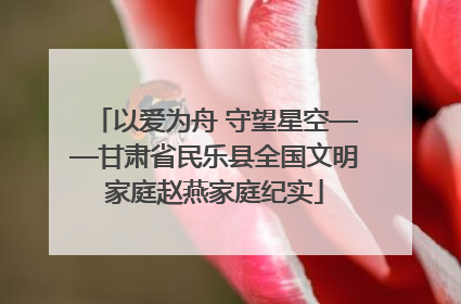 以爱为舟 守望星空——甘肃省民乐县全国文明家庭赵燕家庭纪实
