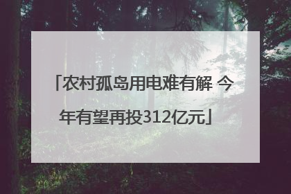 农村孤岛用电难有解 今年有望再投312亿元