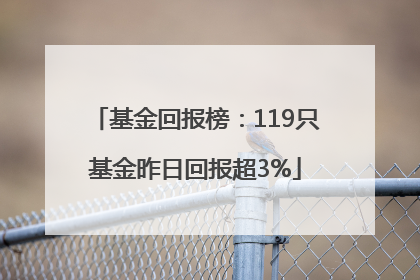 基金回报榜：119只基金昨日回报超3%