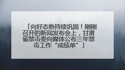 向好态势持续巩固！刚刚召开的新闻发布会上，甘肃省禁毒委向媒体公布三年禁毒工作“成绩单”
