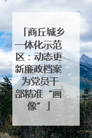 商丘城乡一体化示范区：动态更新廉政档案 为党员干部精准“画像”