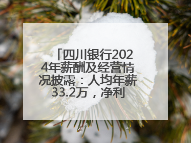 四川银行2024年薪酬及经营情况披露：人均年薪33.2万，净利润突破20亿