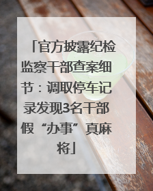官方披露纪检监察干部查案细节：调取停车记录发现3名干部假“办事”真麻将