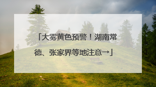 大雾黄色预警！湖南常德、张家界等地注意→