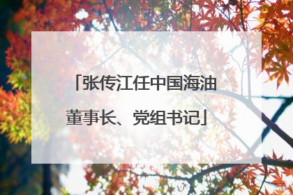 张传江任中国海油董事长、党组书记
