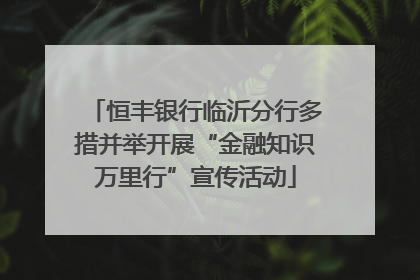 恒丰银行临沂分行多措并举开展“金融知识万里行”宣传活动