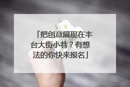 把创意展现在丰台大街小巷？有想法的你快来报名