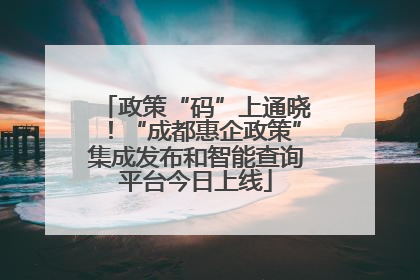 政策“码”上通晓！“成都惠企政策”集成发布和智能查询平台今日上线