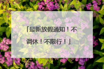 最新放假通知！不调休！不限行！
