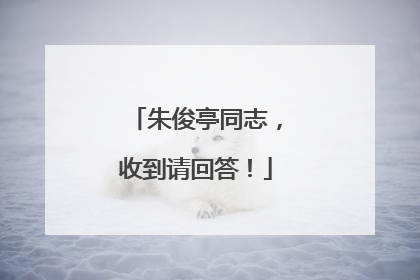 朱俊亭同志，收到请回答！