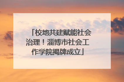 校地共建赋能社会治理！淄博市社会工作学院揭牌成立