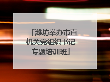 潍坊举办市直机关党组织书记专题培训班
