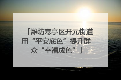 潍坊寒亭区开元街道用“平安底色”提升群众“幸福成色”