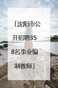 沈阳市公开招聘358名事业编制教师