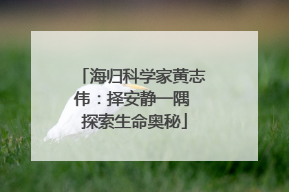 海归科学家黄志伟：择安静一隅 探索生命奥秘