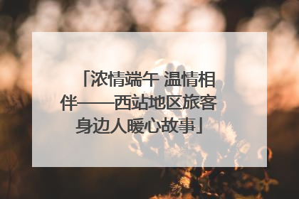 浓情端午 温情相伴——西站地区旅客身边人暖心故事