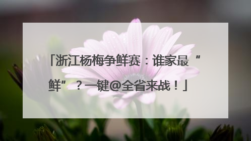 浙江杨梅争鲜赛：谁家最“鲜”？一键@全省来战！