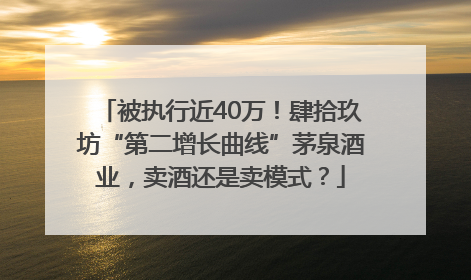 被执行近40万！肆拾玖坊“第二增长曲线”茅泉酒业，卖酒还是卖模式？
