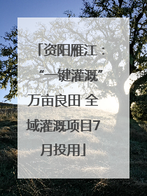 资阳雁江：“一键灌溉”万亩良田 全域灌溉项目7月投用