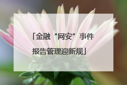 金融“网安”事件报告管理迎新规