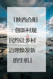 陕西合阳：创新村规民约让乡村治理焕发新的生机