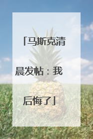 马斯克清晨发帖：我后悔了