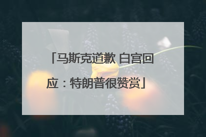 马斯克道歉 白宫回应：特朗普很赞赏