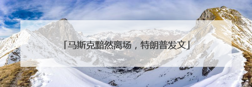 马斯克黯然离场，特朗普发文