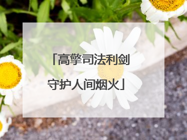 高擎司法利剑 守护人间烟火