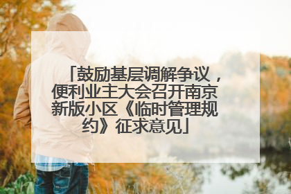 鼓励基层调解争议，便利业主大会召开南京新版小区《临时管理规约》征求意见