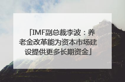 IMF副总裁李波：养老金改革能为资本市场建设提供更多长期资金
